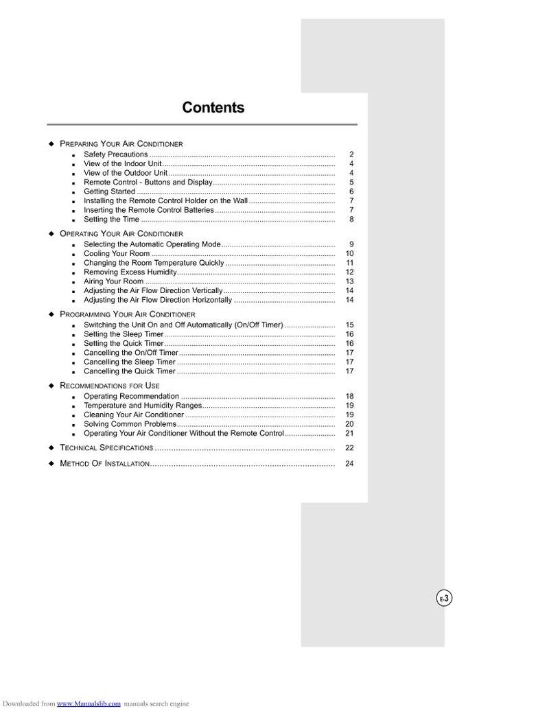 Samsung AS24A2QC Air Conditioner Unit Operating Manual