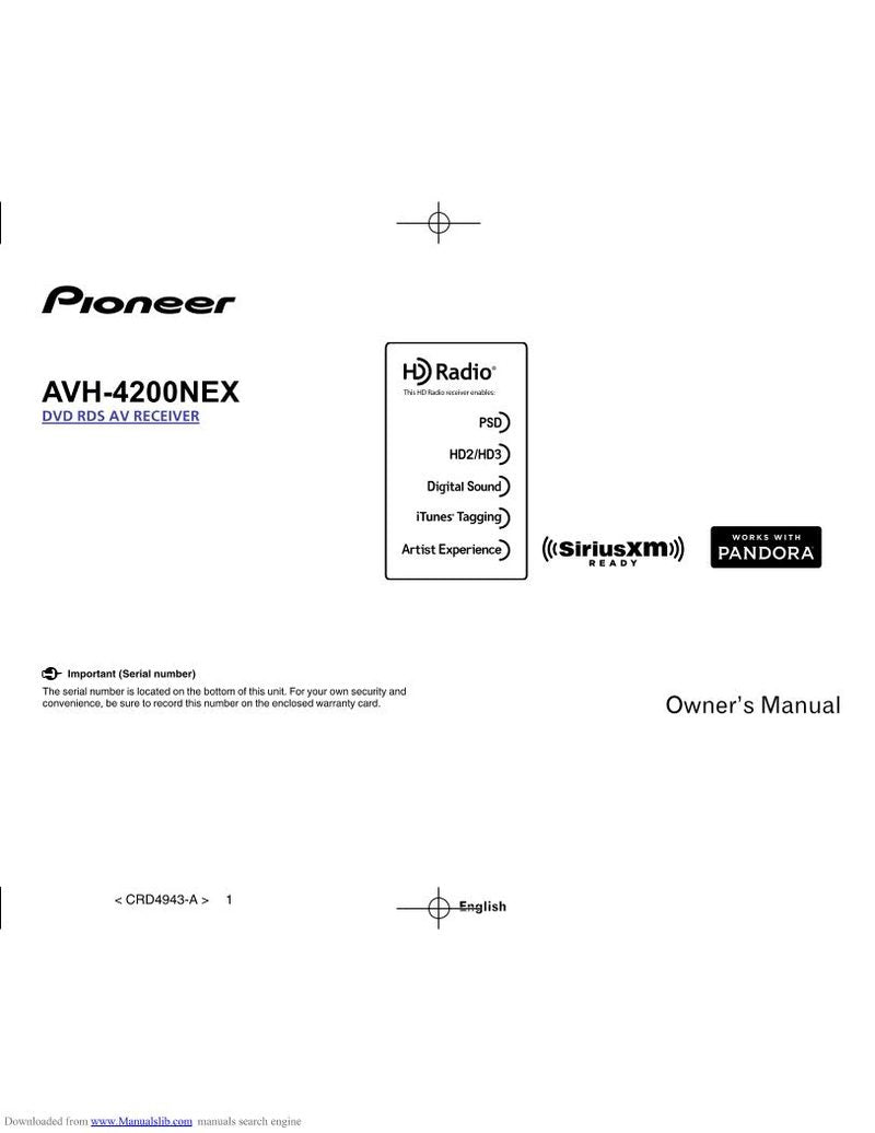 Pioneer AVH4200NEX Car Audio System Operating Manual