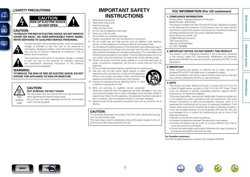 Denon AVR3313CI Audio/Video Receiver Operating Manual