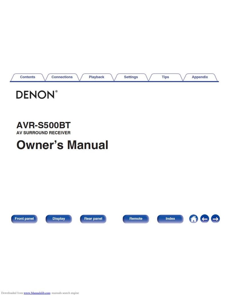 Denon AVRS500 BT Audio/Video Receiver Operating Manual