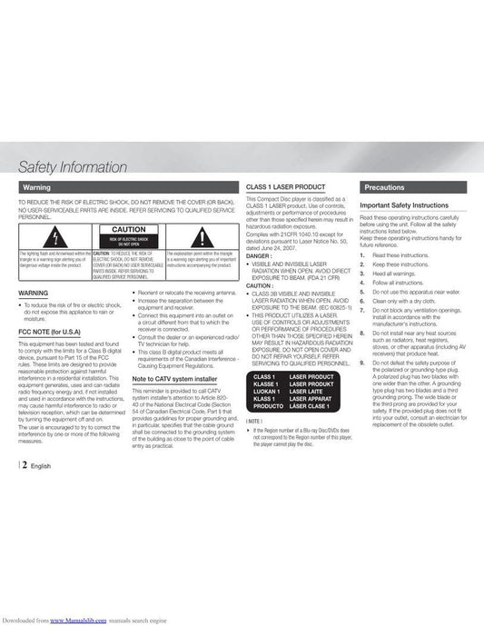 Samsung BDEM57C/ZA Blu-Ray DVD Player Operating Manual