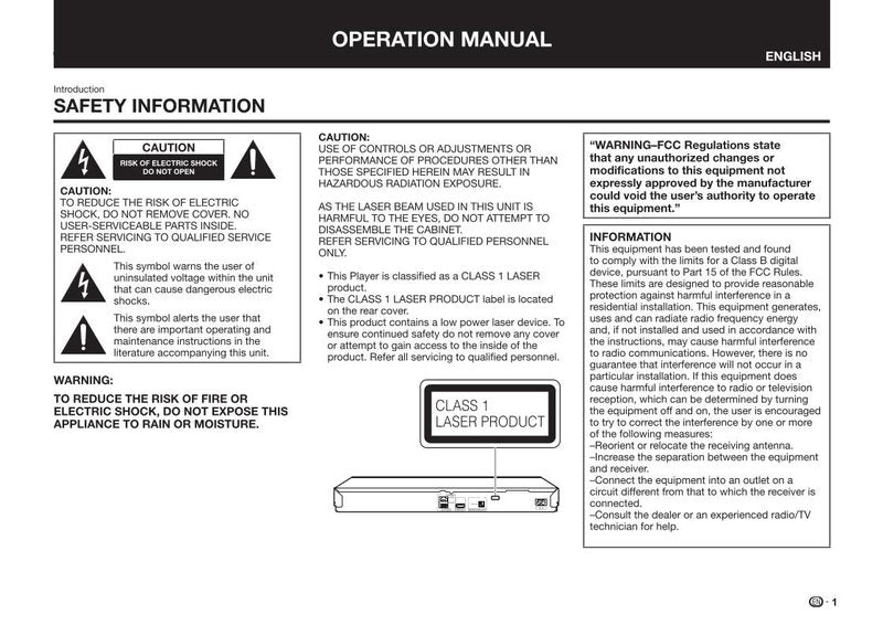 Sharp BDHP35U Blu-Ray DVD Player Operating Manual