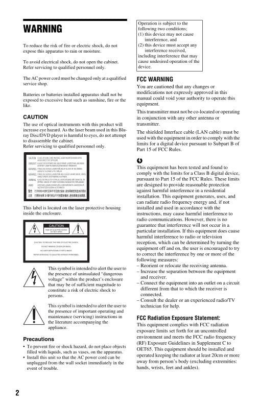 Sony BDPBX58 Blu-Ray DVD Player Operating Manual