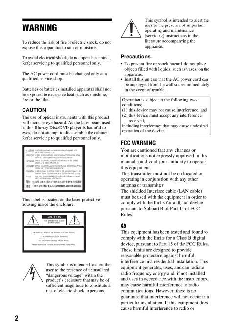 Sony BDPBX59 Operating Manual