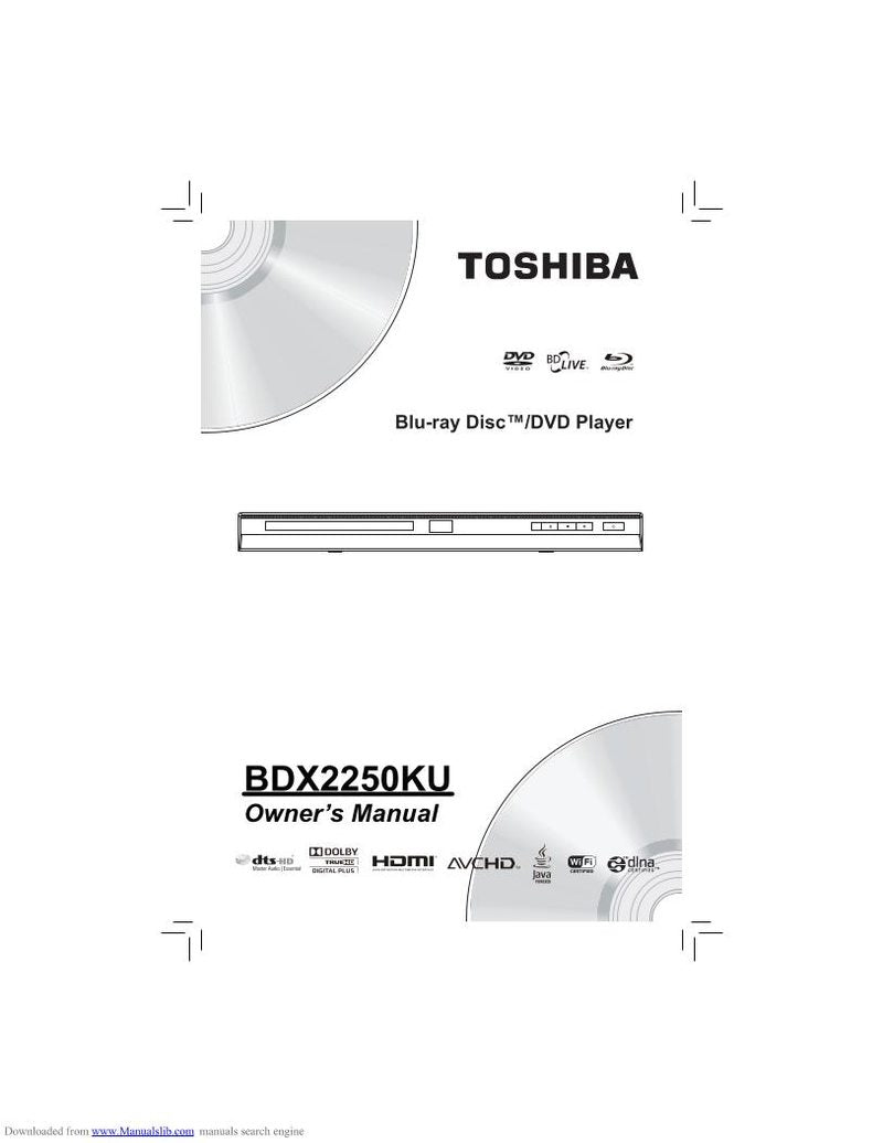 Toshiba BDX2250KU Blu-Ray DVD Player Operating Manual