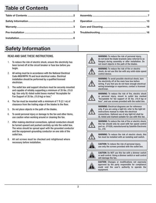 Home Decorators Collection 51708 Zolman Pike 60 in. Ceiling Fan Ceiling Fan Operating Manual