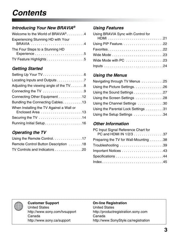 Sony KDL22L5000 KDL26L5000 KDL32L5000 TV Operating Manual