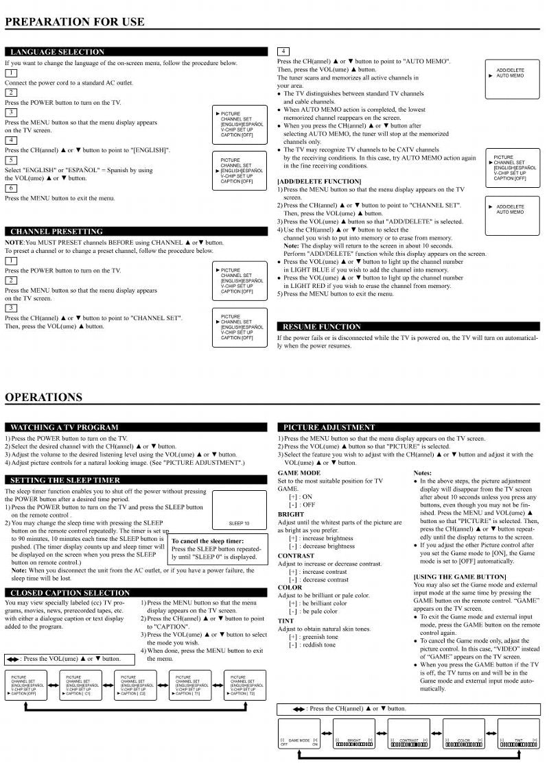 Funai 6413TB 6419TB TV Operating Manual