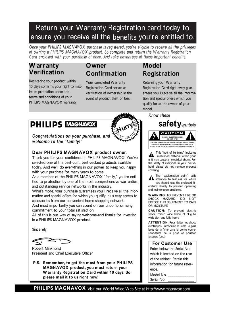 Philips CCX252AT VCR Operating Manual