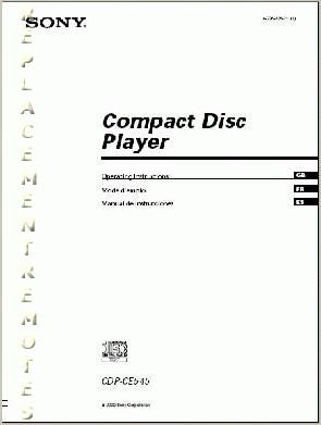 Sony CDPCE545 Audio System Operating Manual