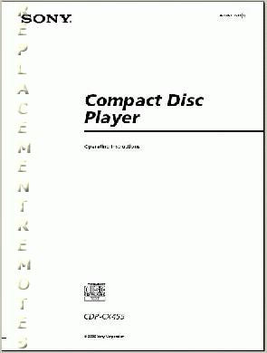 Sony CDPCX455 CD Player Operating Manual