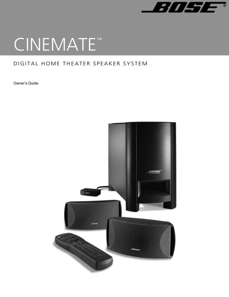 Bose CINEMATE Speaker System Home Theater Operating Manual