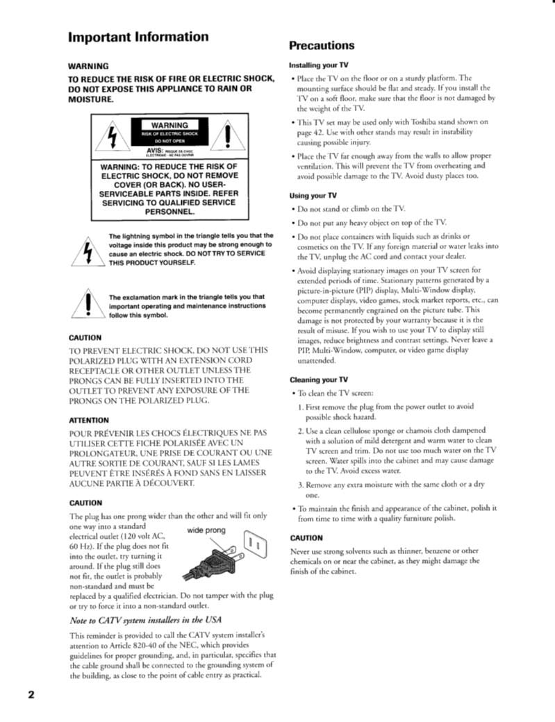 Toshiba CN36X81OM TV Operating Manual