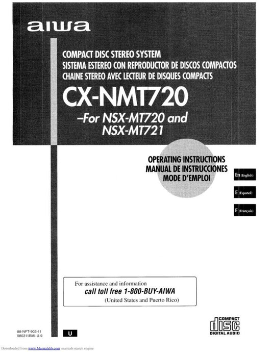 Aiwa CXNMT720 Audio System Operating Manual