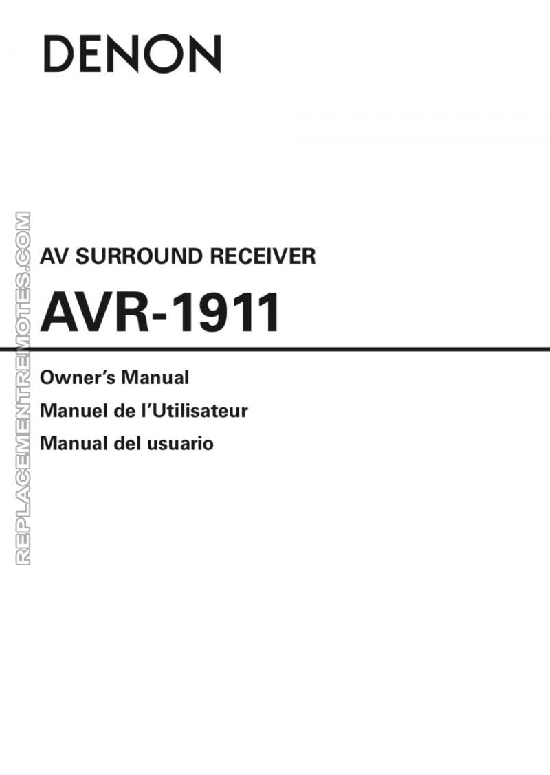 Denon AVR-1911 Audio/Video Receiver Operating Manual