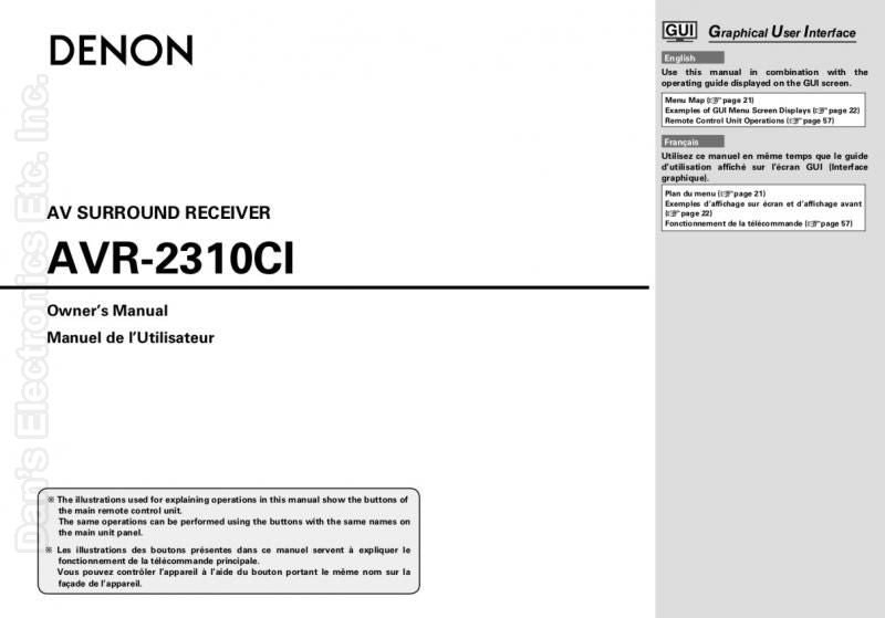 Denon AVR2310 CI Audio/Video Receiver Operating Manual