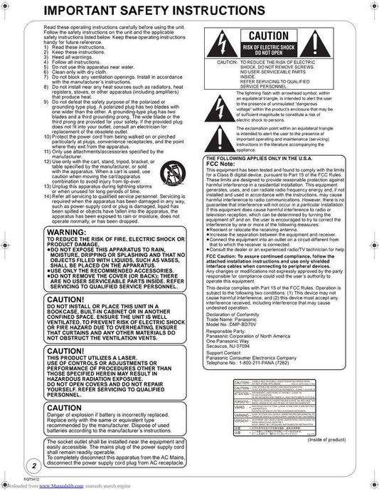 Panasonic DMPBD70 Blu-Ray DVD Player Operating Manual