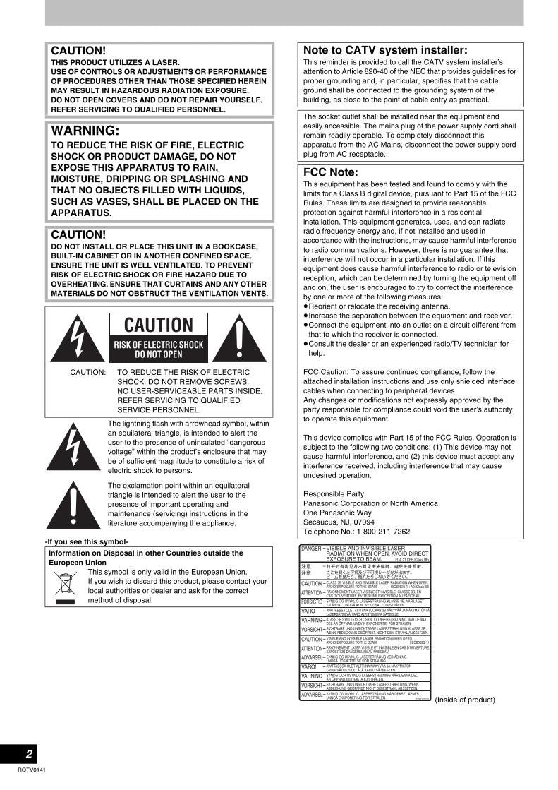 Panasonic DMRES46V TV/DVD Combo Operating Manual