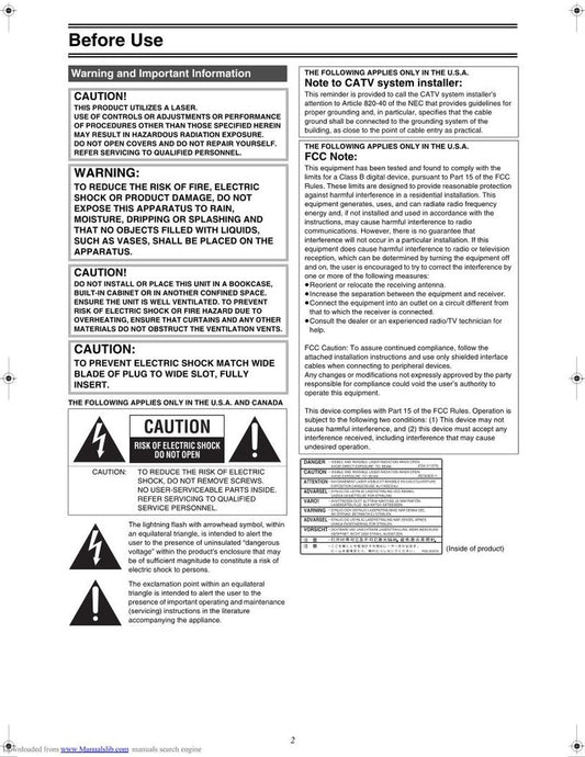 Panasonic DMRE75VP DVD/VCR Combo Player Operating Manual