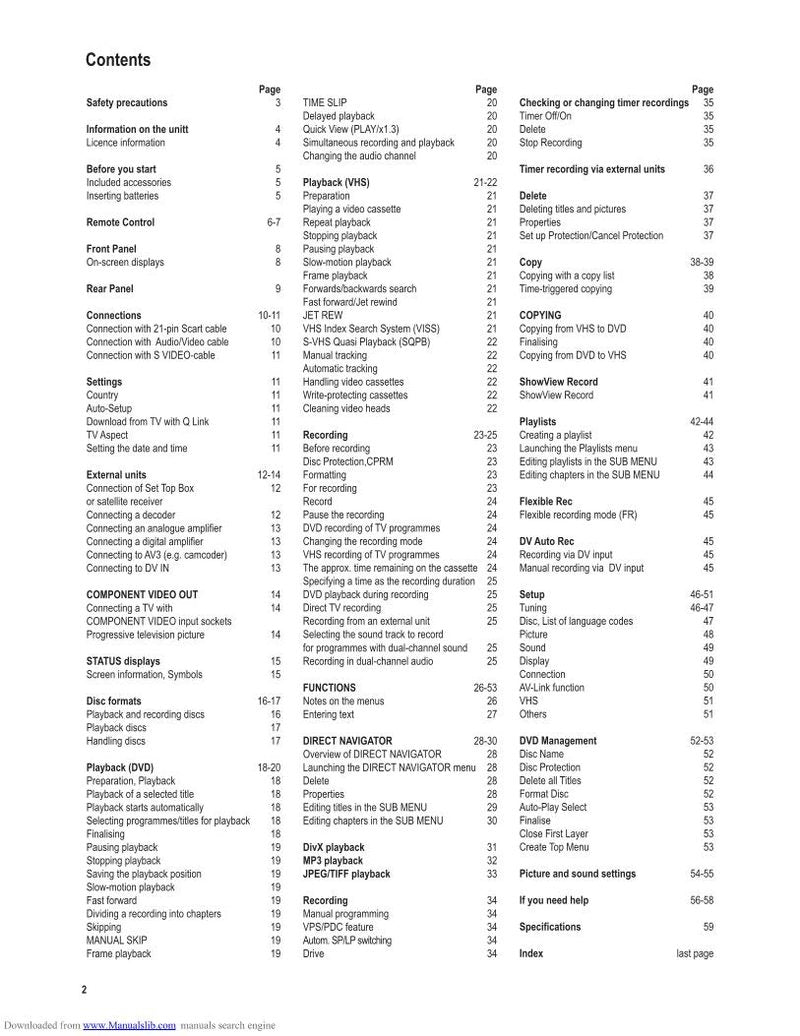 Panasonic DMRES35V TV/DVD Combo Operating Manual