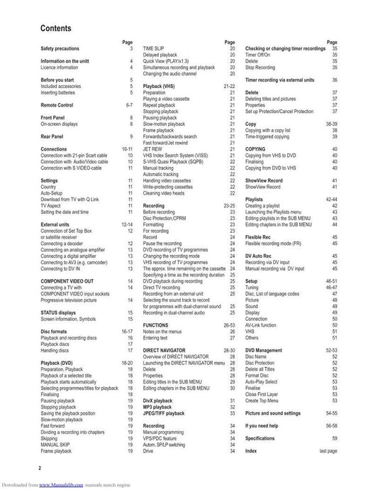 Panasonic DMRES35V TV/DVD Combo Operating Manual