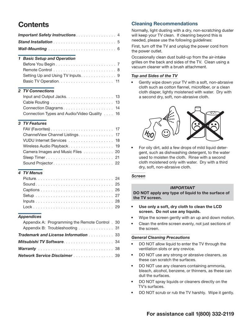 Mitsubishi LT40164 LT46164 LT55154 TV Operating Manual