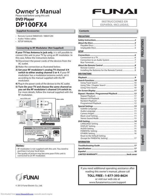 Funai DP100FX4 DVD Player Operating Manual