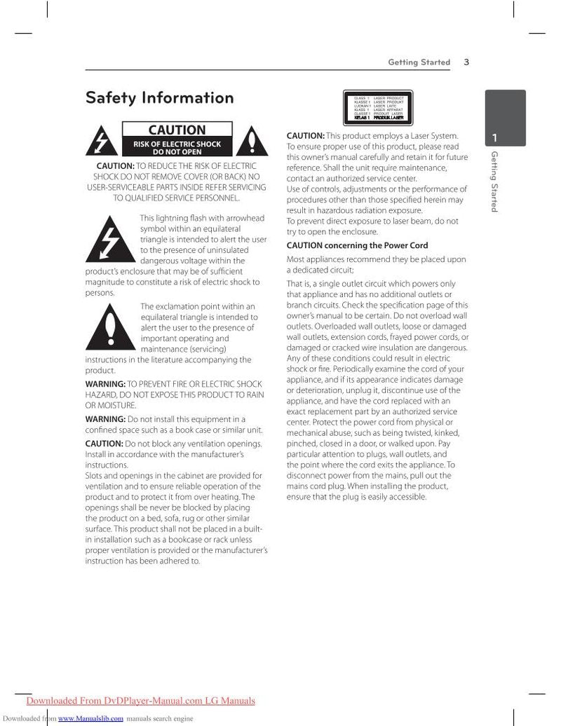 LG DP132 DVD Player Operating Manual