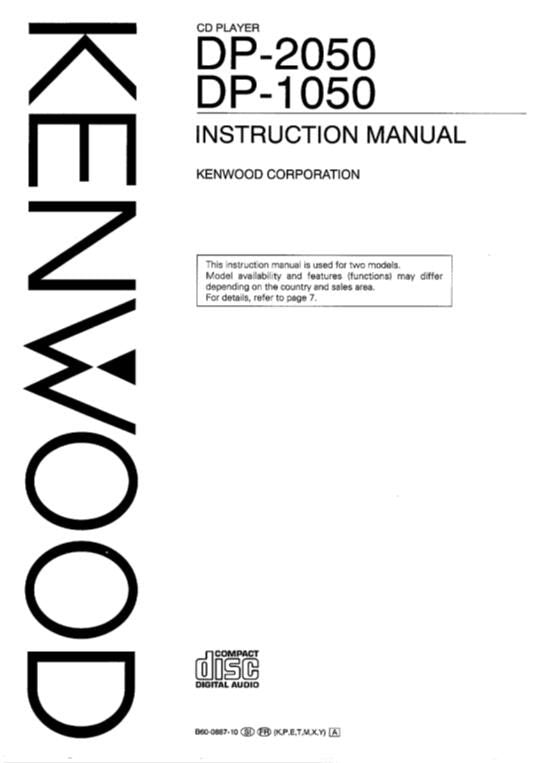 Kenwood DP1050 DP2050 Audio System Operating Manual