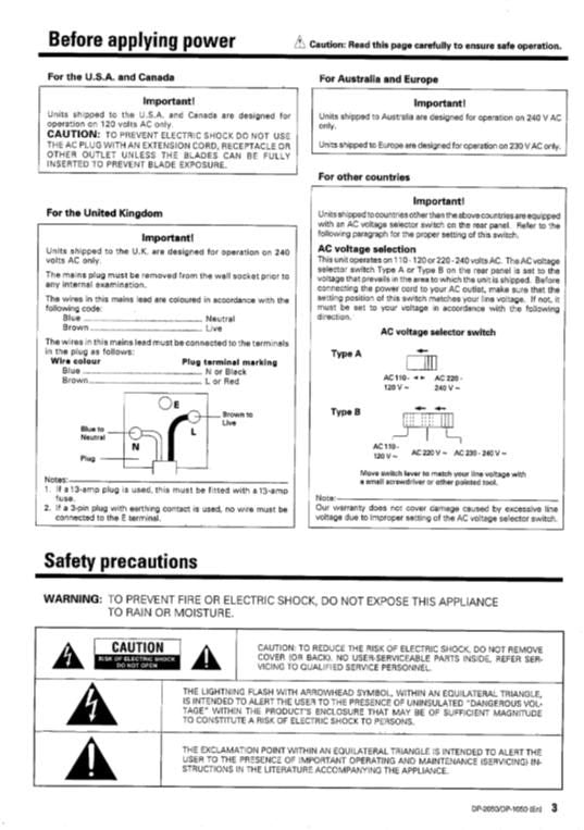 Kenwood DP1050 DP2050 Audio System Operating Manual