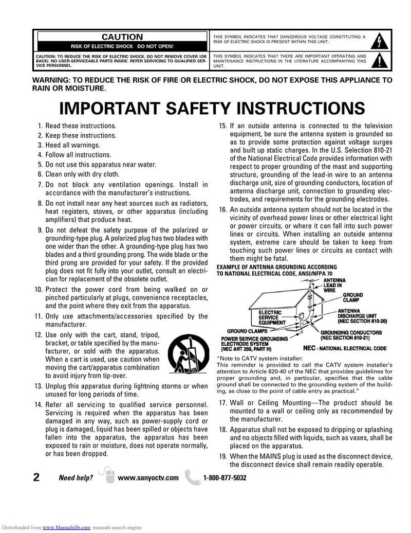 Sanyo DP32649 TV Operating Manual