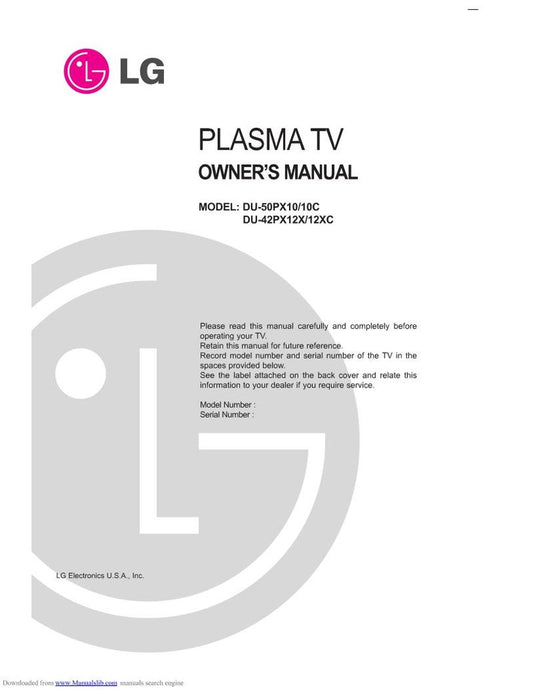 LG DU42 PX 12X TV Operating Manual