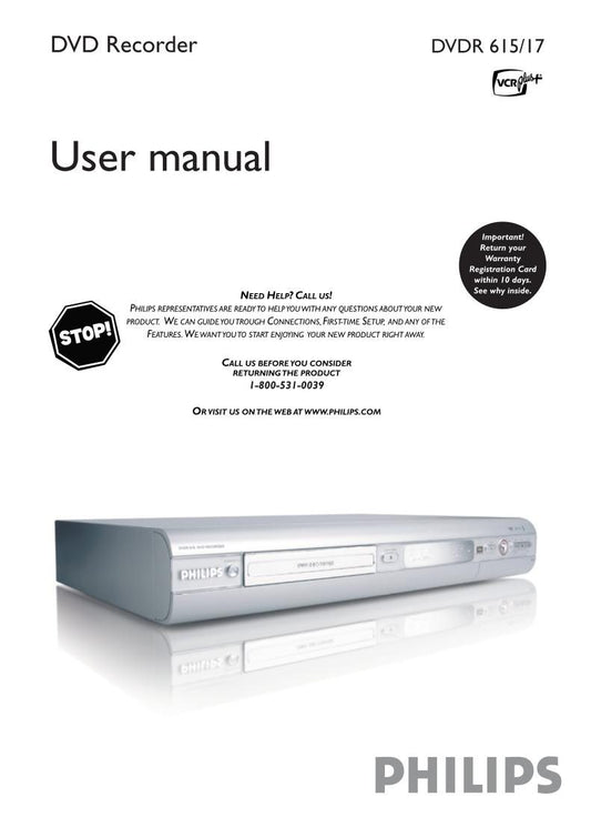 Philips DVDR617 DVD Recorder (DVDR) Operating Manual