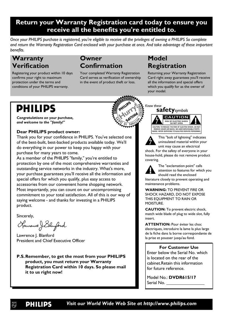 Philips DVDR617 DVD Recorder (DVDR) Operating Manual