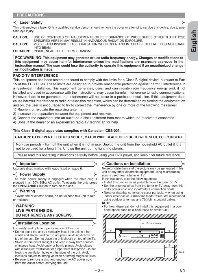 Denon DVM1835OM DVD Player Operating Manual