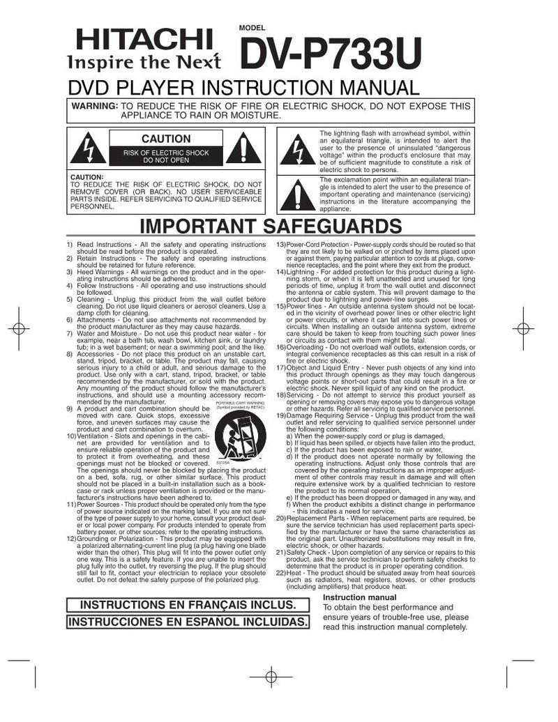 Hitachi DVP733U DVD Player Operating Manual