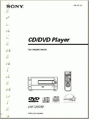 Sony DVPCX850D DVD Player Operating Manual