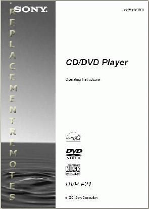 Sony DVPF21 DVD Player Operating Manual