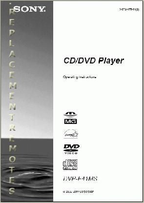 Sony DVPF41M DVPF41MS DVD Player Operating Manual