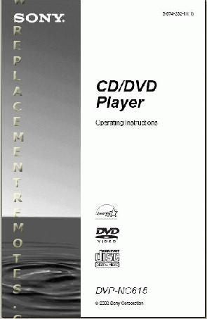 Sony DVPNC615 DVPNC615B DVPNC615S DVD Player Operating Manual