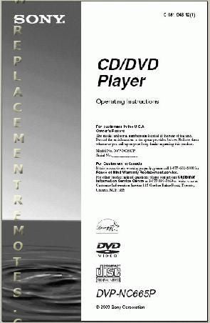 Sony DVPNC665P DVD Player Operating Manual