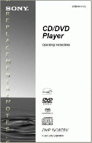 Sony DVPNC875V DVPNC875VB DVPNC875VS DVD Player Operating Manual