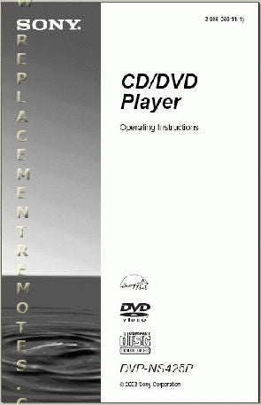 Sony DVPNS425P DVD Player Operating Manual