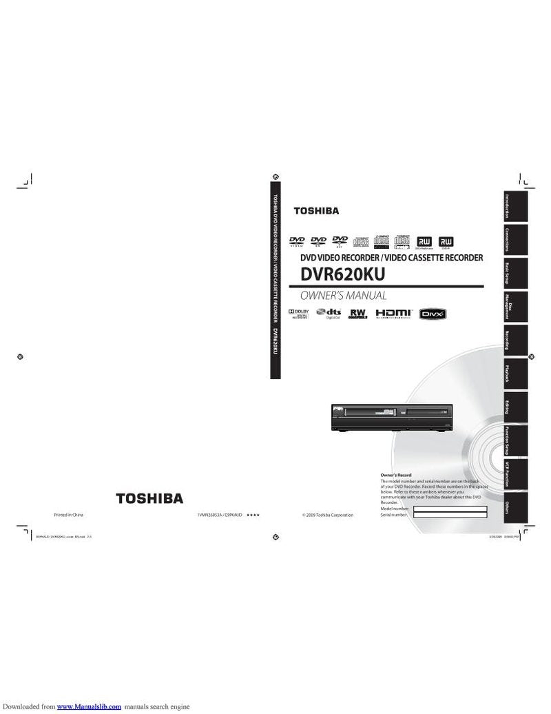 Toshiba DVR620KU DVD Recorder (DVDR) Operating Manual