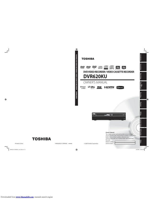 Toshiba DVR620KU DVD Recorder (DVDR) Operating Manual