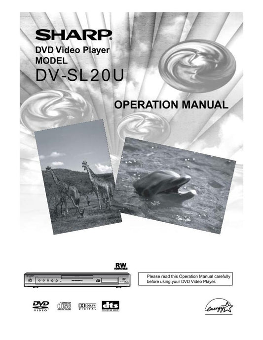 Sharp DVSL20 DVD Player Operating Manual