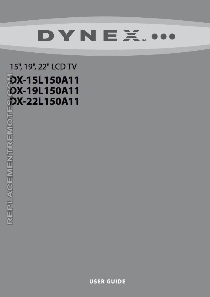 Dynex DX15L150A11OM TV Operating Manual