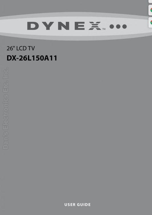 Dynex DX26L150A11A TV Operating Manual