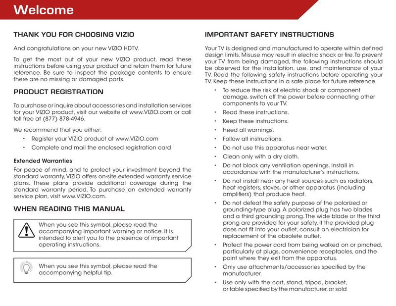 Vizio E322AR E422AR TV Operating Manual