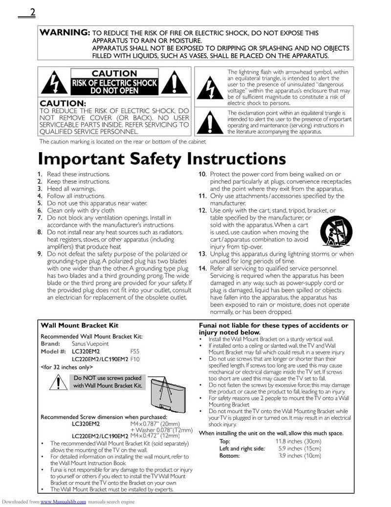 Funai Emerson LC220EM2 TV Operating Manual